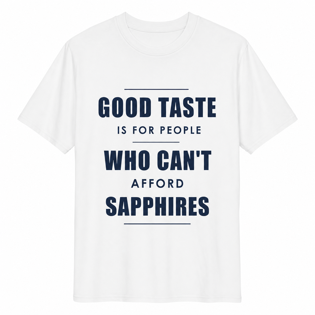 Good taste is for people who can’t afford sapphires